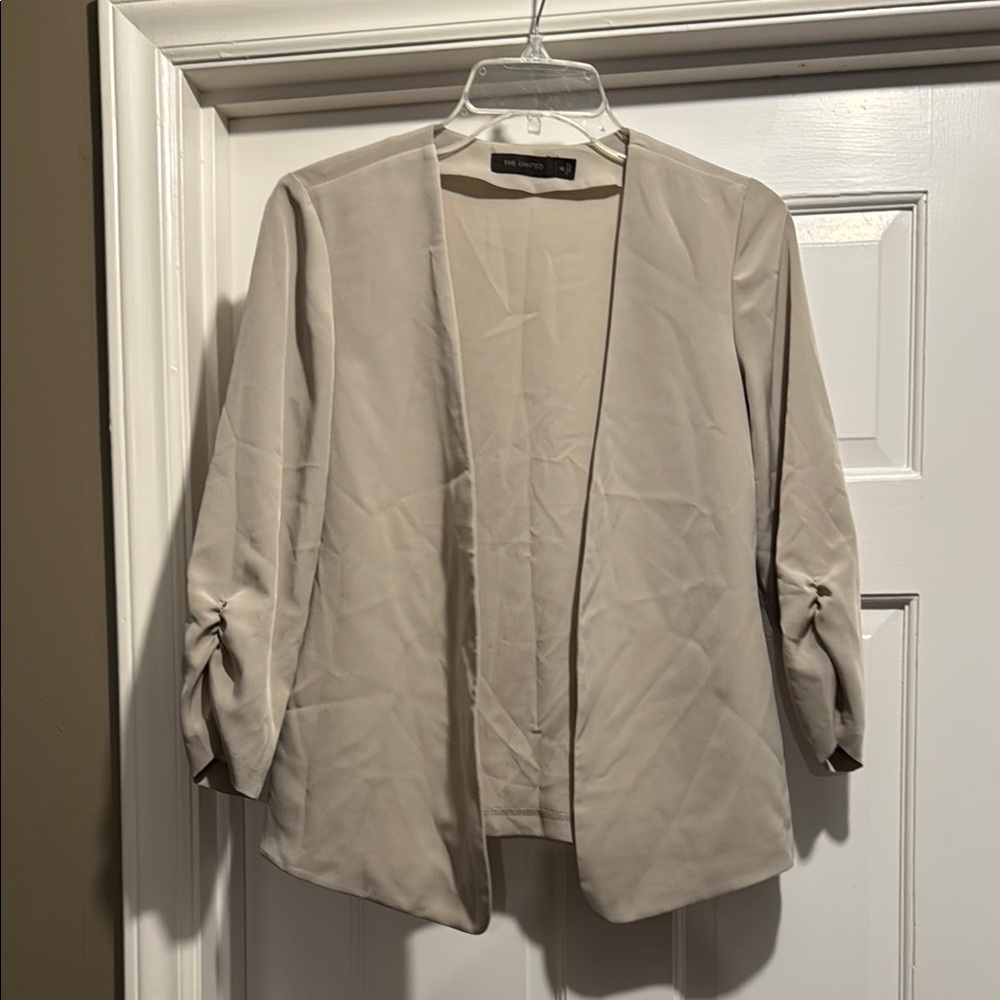 The Limited Tan Blazer with Ruched Sleeves